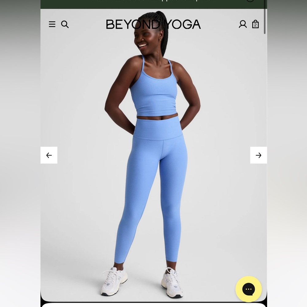 Beyond Yoga Women's Sky Blue Spacedye Crop Top and Legging Set